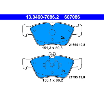Sada brzdových destiček, kotoučová brzda ATE 13.0460-7086.2