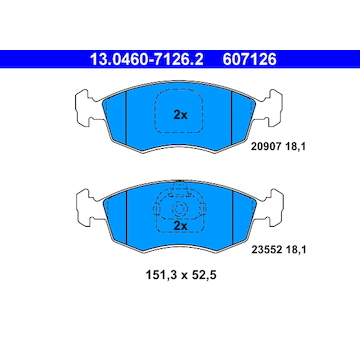Sada brzdových destiček, kotoučová brzda ATE 13.0460-7126.2
