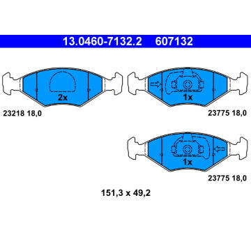 Sada brzdových destiček, kotoučová brzda ATE 13.0460-7132.2