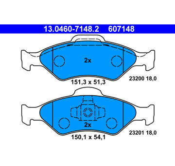 Sada brzdových destiček, kotoučová brzda ATE 13.0460-7148.2
