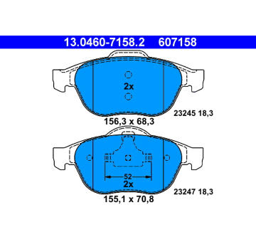 Sada brzdových destiček, kotoučová brzda ATE 13.0460-7158.2