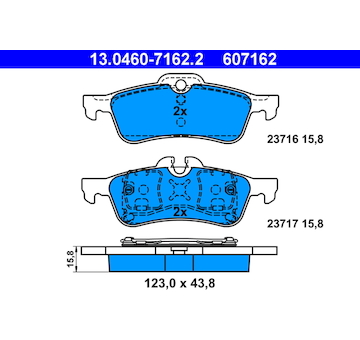 Sada brzdových destiček, kotoučová brzda ATE ATE 13.0460-7162.2