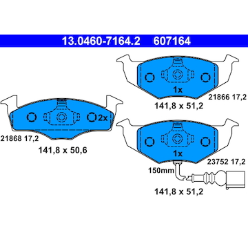 Sada brzdových destiček, kotoučová brzda ATE 13.0460-7164.2