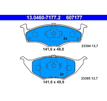 Sada brzdových destiček, kotoučová brzda ATE 13.0460-7177.2