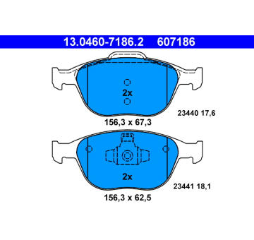 Sada brzdových destiček, kotoučová brzda ATE 13.0460-7186.2