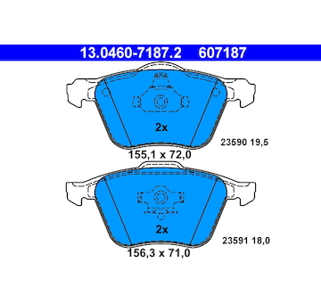 Sada brzdových destiček, kotoučová brzda ATE 13.0460-7187.2