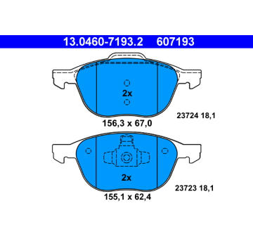 Sada brzdových destiček, kotoučová brzda ATE 13.0460-7193.2