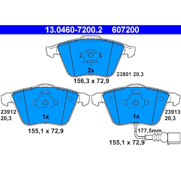 Sada brzdových destiček, kotoučová brzda ATE 13.0460-7200.2