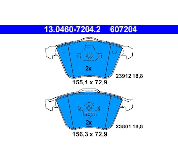 Sada brzdových destiček, kotoučová brzda ATE 13.0460-7204.2