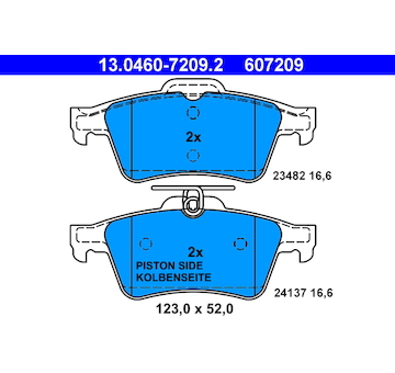 Sada brzdových destiček, kotoučová brzda ATE 13.0460-7209.2