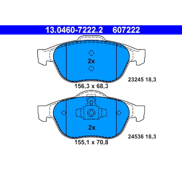 Sada brzdových destiček, kotoučová brzda ATE 13.0460-7222.2