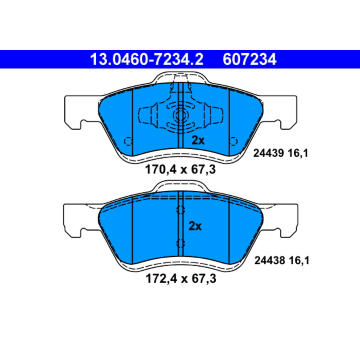 Sada brzdových destiček, kotoučová brzda ATE 13.0460-7234.2