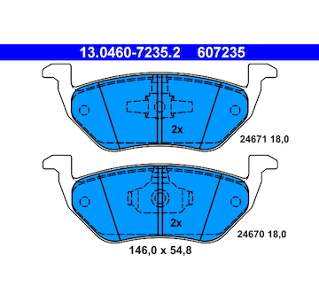 Sada brzdových destiček, kotoučová brzda ATE 13.0460-7235.2