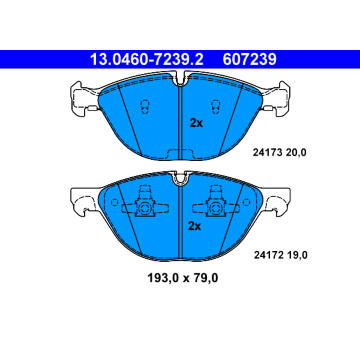 Sada brzdových destiček, kotoučová brzda ATE 13.0460-7239.2