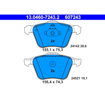 Sada brzdových destiček, kotoučová brzda ATE 13.0460-7243.2