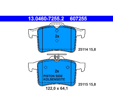 Sada brzdových destiček, kotoučová brzda ATE 13.0460-7255.2