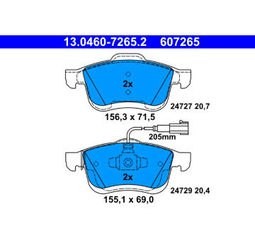Sada brzdových destiček, kotoučová brzda ATE 13.0460-7265.2