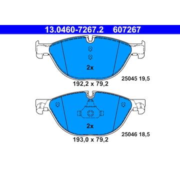 Sada brzdových destiček, kotoučová brzda ATE 13.0460-7267.2