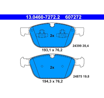 Sada brzdových destiček, kotoučová brzda ATE 13.0460-7272.2