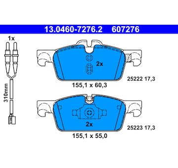 Sada brzdových destiček, kotoučová brzda ATE 13.0460-7276.2