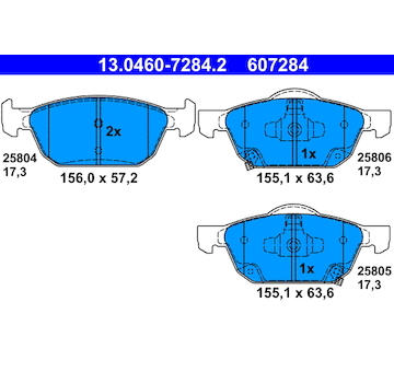Sada brzdových destiček, kotoučová brzda ATE 13.0460-7284.2