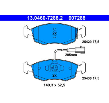 Sada brzdových destiček, kotoučová brzda ATE 13.0460-7288.2