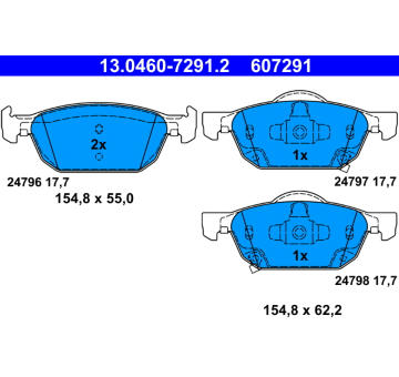 Sada brzdových destiček, kotoučová brzda ATE 13.0460-7291.2