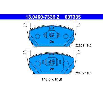 Sada brzdových destiček, kotoučová brzda ATE 13.0460-7335.2