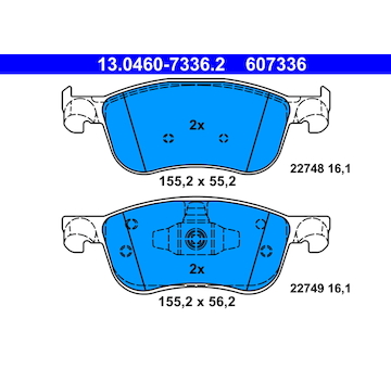 Sada brzdových destiček, kotoučová brzda ATE 13.0460-7336.2