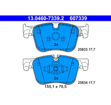 Sada brzdových destiček, kotoučová brzda ATE 13.0460-7339.2
