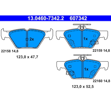 Sada brzdových destiček, kotoučová brzda ATE 13.0460-7342.2