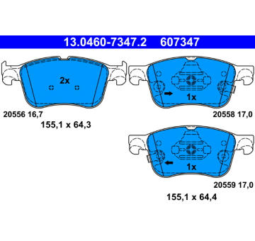 Sada brzdových destiček, kotoučová brzda ATE 13.0460-7347.2
