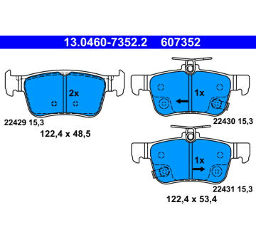 Sada brzdových destiček, kotoučová brzda ATE 13.0460-7352.2