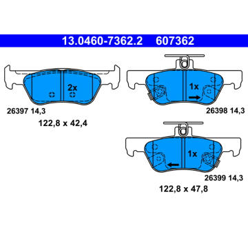 Sada brzdových destiček, kotoučová brzda ATE 13.0460-7362.2