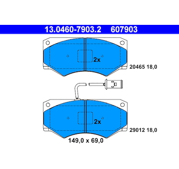 Sada brzdových destiček, kotoučová brzda ATE 13.0460-7903.2