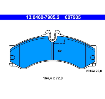 Sada brzdových destiček, kotoučová brzda ATE 13.0460-7905.2