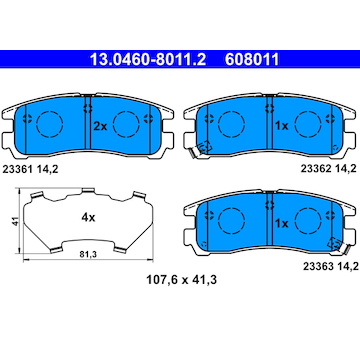 Sada brzdových destiček, kotoučová brzda ATE 13.0460-8011.2