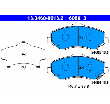 Sada brzdových destiček, kotoučová brzda ATE 13.0460-8013.2