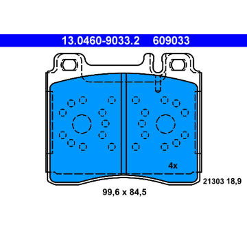 Sada brzdových destiček, kotoučová brzda ATE 13.0460-9033.2
