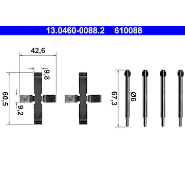 Sada příslušenství, obložení kotoučové brzdy ATE 13.0460-0088.2