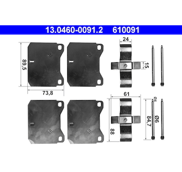 Sada prislusenstvi, oblozeni kotoucove brzdy ATE 13.0460-0091.2