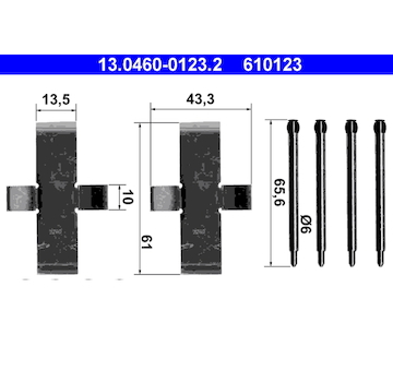 Sada prislusenstvi, oblozeni kotoucove brzdy ATE 13.0460-0123.2