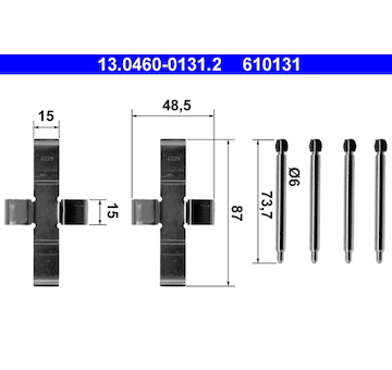 Sada prislusenstvi, oblozeni kotoucove brzdy ATE 13.0460-0131.2