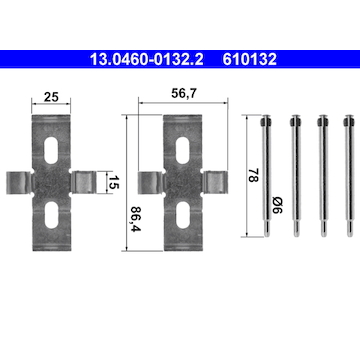Sada prislusenstvi, oblozeni kotoucove brzdy ATE 13.0460-0132.2