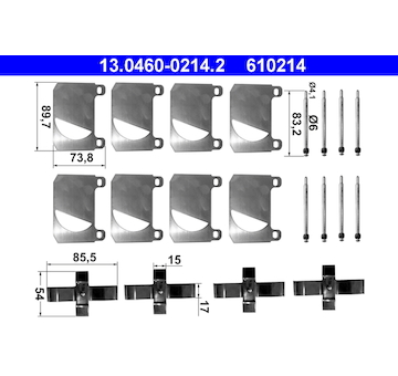Sada prislusenstvi, oblozeni kotoucove brzdy ATE 13.0460-0214.2