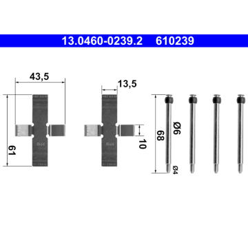 Sada prislusenstvi, oblozeni kotoucove brzdy ATE 13.0460-0239.2