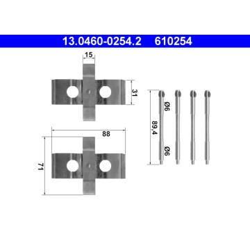 Sada příslušenství, obložení kotoučové brzdy ATE 13.0460-0254.2