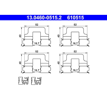 Sada prislusenstvi, oblozeni kotoucove brzdy ATE 13.0460-0515.2
