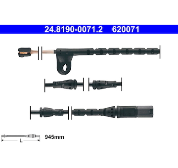 Výstrażný kontakt opotrebenia brzdového oblożenia ATE 24.8190-0071.2