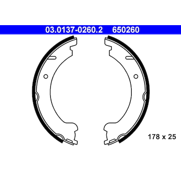 Sada brzdových čelistí, parkovací brzda ATE 03.0137-0260.2